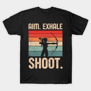 Archery Girl Aim Exhale Shoot Archer Retro Vintage T-Shirt